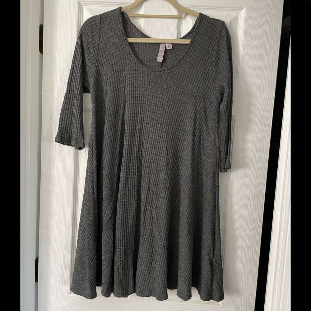 Waffle knit grey dress